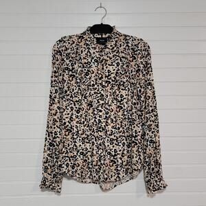 Anthropologie Maeve High Ruffle Neck Frill Apron Cottagecore Top Size 8 Milkmaid